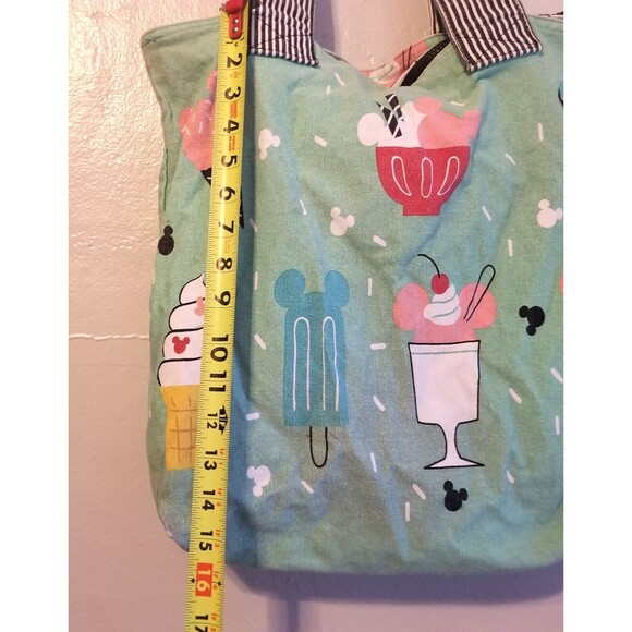 Disney Store Ice Cream Treats Sundae Canvas Tote Bag Green Zips 16" - Picture 11 of 16